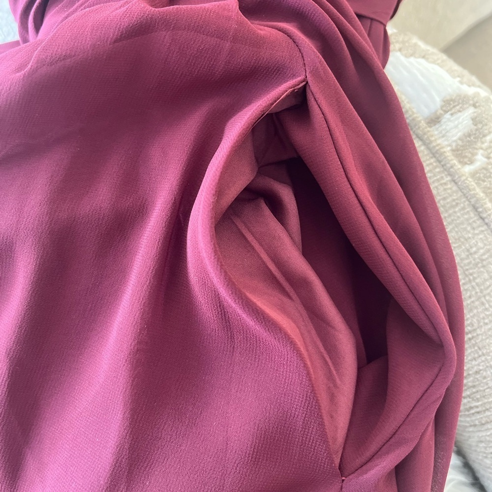 Azazie Natasha Chiffon full length A-line dress in Cabernet - Picture 13 of 16